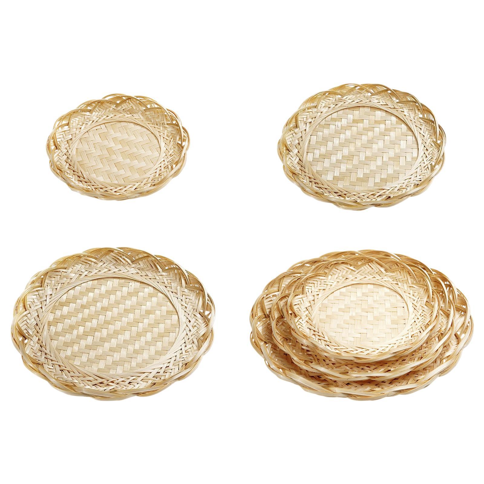 Food Platter Snacks - Bambuskorb-Tablett zur Lebensmittelaufbewahrung, Handgewebter Behälter, Leichter