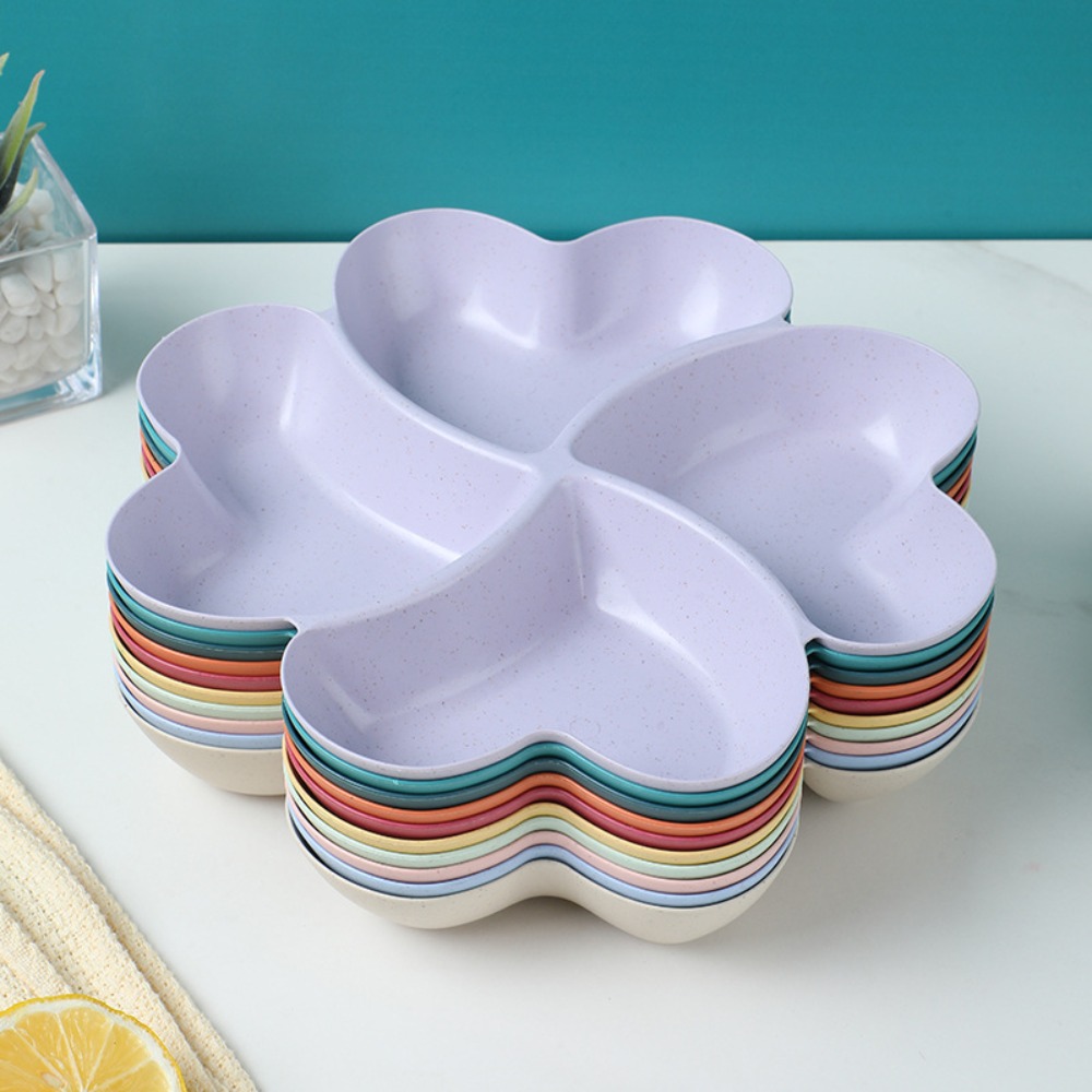 Food Platter Snacks - 4-Fach Unterteilte Vorspeisen-Servierplatte in Kleeblattform aus