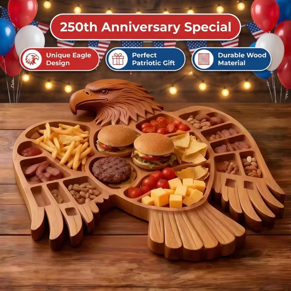 Food Platter Snacks - 250. Jubiläum Kreative Holz-Servierplatte mit Patriotischem