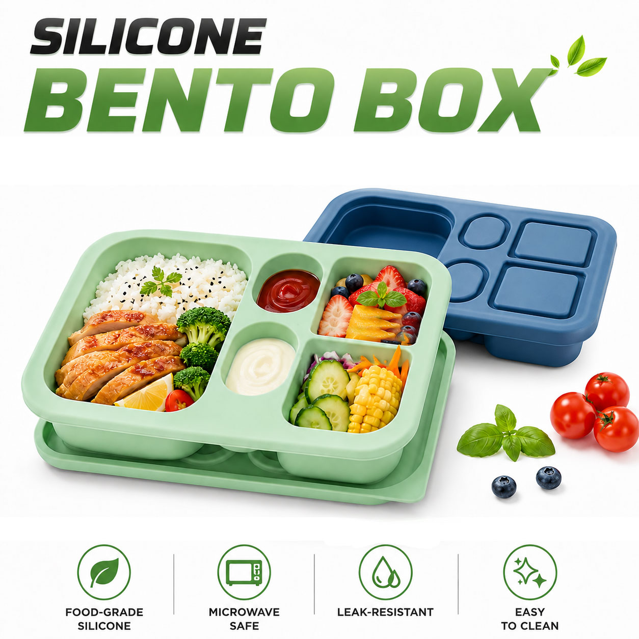 Tragbare Silikon-Bento-Lunchbo – Food Snacks For 1 Year Old Bewertung und Preis
