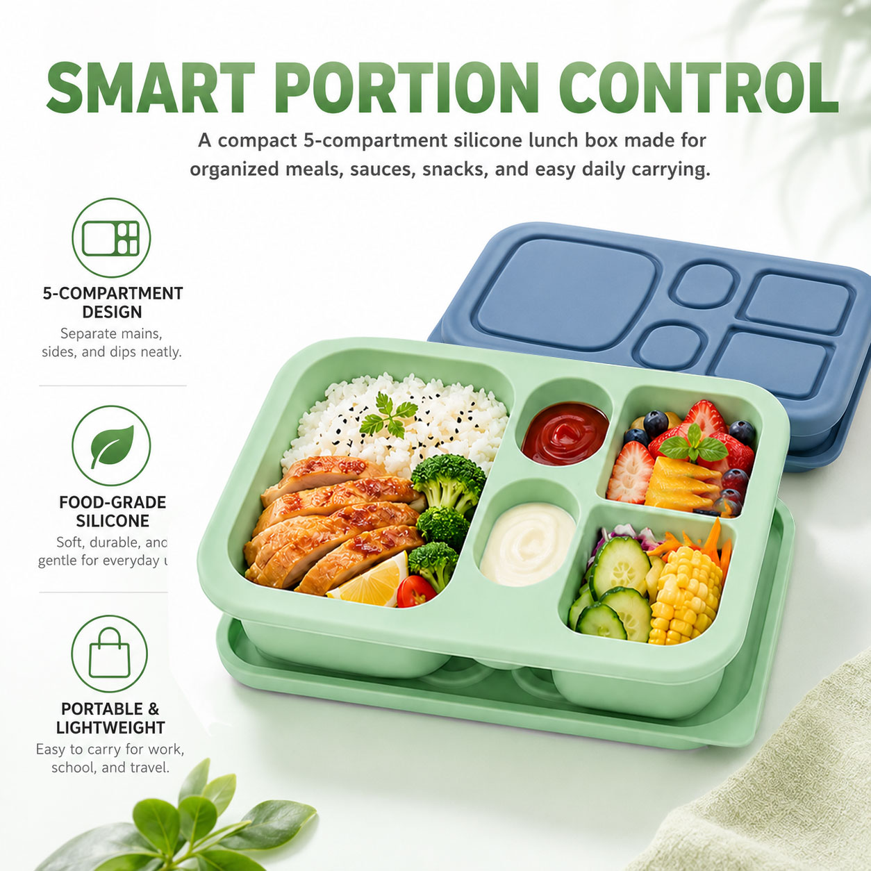 Tragbare Silikon-Bento-Lunchbo – Food Snacks For 1 Year Old Bewertung und Preis